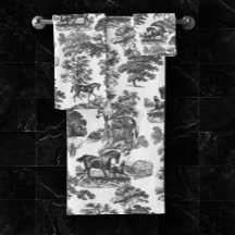 Elégant Black White Rustic Horses Toile