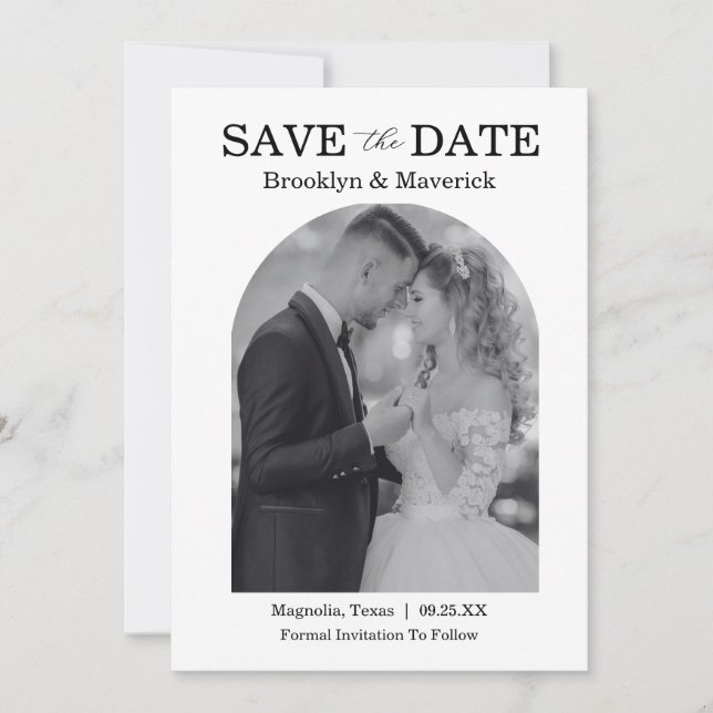Elegant Black & White Save The Date Photo (Vorderseite)