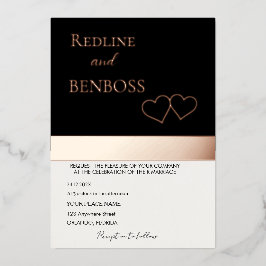 Elegant Black & white Wedding Invitation Rose Gold Folieneinladung