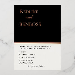 Elegant Black & white Wedding Invitation Rose Gold Folieneinladung