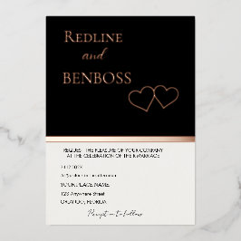 Elegant Black & white Wedding Invitation Rose Gold Folieneinladung