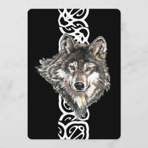Elegant Black Wild Wolf Birthday Einladung