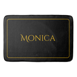 Elegant black &yellow monogram name Bath Mat Badematte
