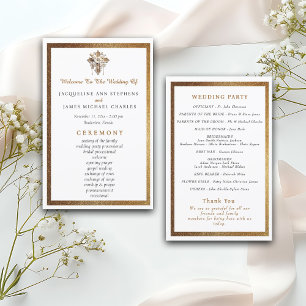 Élégant blanc avec Gold Trim Wedding Programme
