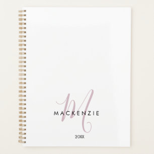 Élégant blanc blanc blanc clair rose Script Monogr