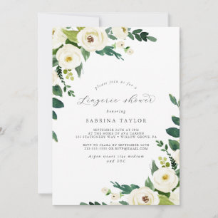 Elégant Blanc Floral Lingerie Douche Invitation