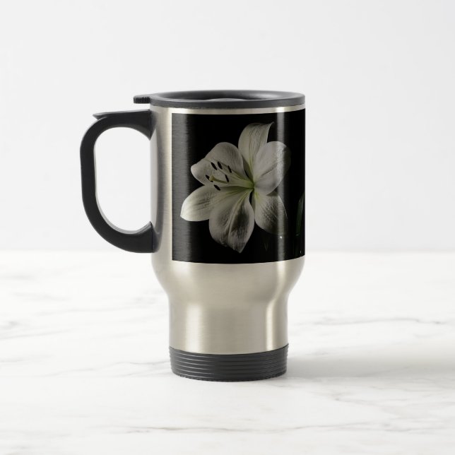 Élégant blanc Lily Voyage Mug (Gauche)