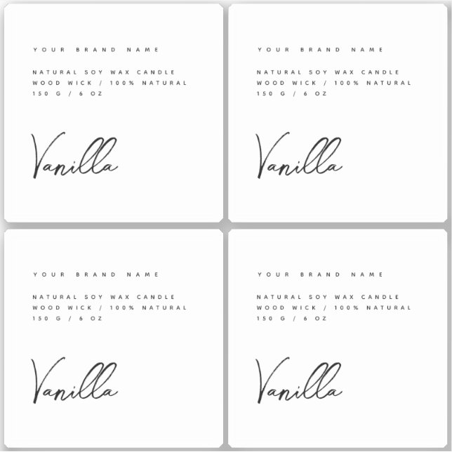Élégant blanc noir bougie produit étiquette (Devant)