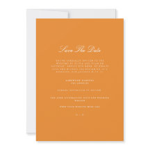 Élégant Blanc & Orange Enregistrer La Carte Date