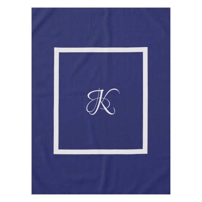 Elegant-blau-grau-Anfangsmonogramm Tischdecke (Vorderseite)