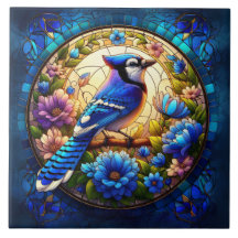 Elegant, blau, Jay, aus Naturglas Inspiriert
