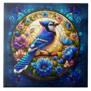 Elegant, blau, Jay, aus Naturglas Inspiriert Fliese