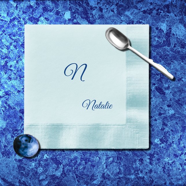 Elegant blau mit Monogramm Napkins Serviette (Von Creator hochgeladen)