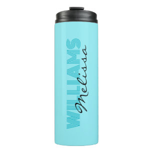 Elegant blau mit Monogramm Thermosbecher