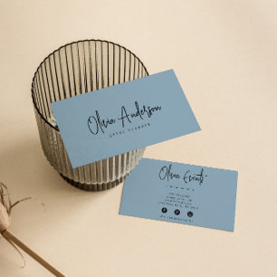 Elegant blau Rustikal Minimalistisch Boho Chic Mod Visitenkarte