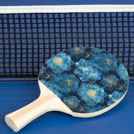 Elegant Blau und Gold Floral - Stilvoll botanisch Tischtennis Schläger