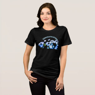 Elegant Blau und Weiße Flora "Herzlichen Glückwuns Tri-Blend Shirt
