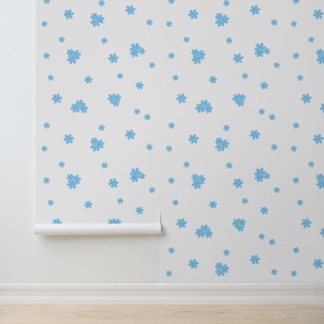 Elegant blau Wasserfarben Handgemalt Botanisch Tapete (Anwendung)