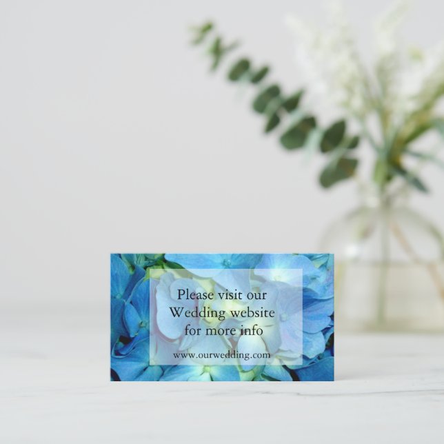 Elegant blaue aquamarine Hydrangeas blauer Rose Begleitkarte (Stehend Vorderseite)