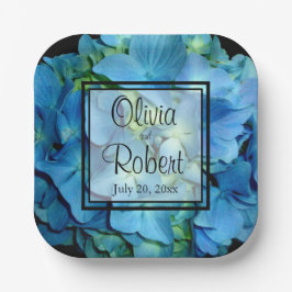 Elegant blaue aquamarine Hydrangeas blauer Rose Pappteller