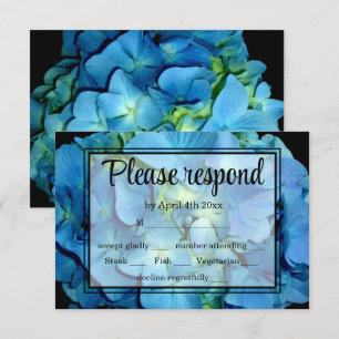 Elegant blaue aquamarine Hydrangeas blauer Rose UA RSVP Karte