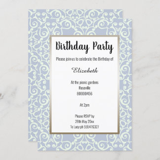 ELEGANT BLAUE BRONZE PATTERN GEBURTSTAG EINLADUNG