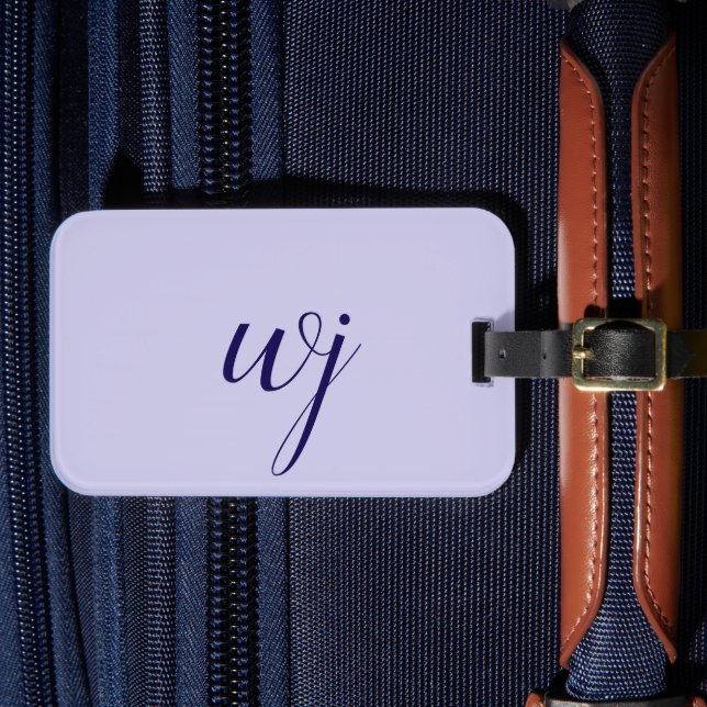 Elegant blaue Buchstaben-Initialen Gepäckanhänger (Vorderseite Insitu 4)