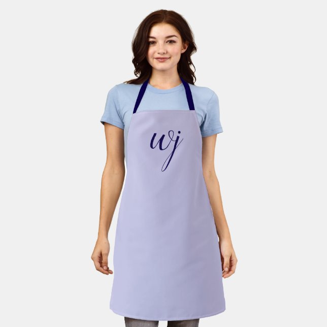 Elegant blaue Buchstaben-Initialen Schürze (Getragen)