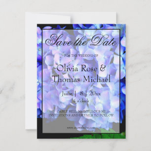 Elegant blaue lila Blumenhydrangeas Save The Date