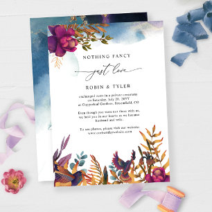 Elegant blaue lila Hochzeits-Elopement-Ankündigung Einladung