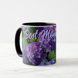 Elegant blaue lila magenta Blume Beste Mama je Tasse