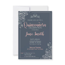 Elegant-blaue Quinceanera Blumen Einladung