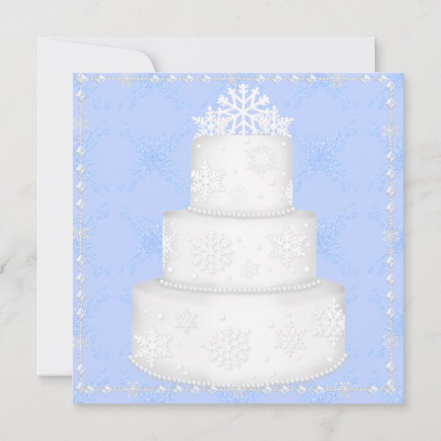 ELEGANT BLAUE WEDD CAKE TOPPER EINLADUNG (Vorderseite)