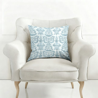 ELEGANT BLAUES VINTAGE-MUSTER KISSEN