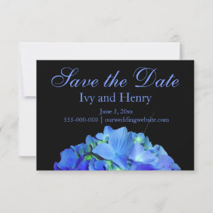 Elegant bläulich blühende Rose Blaue Hydrangeas Save The Date