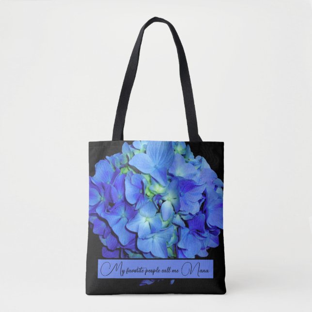 Elegant bläulich blühende Rose Blaue Hydrangeas Tasche (Vorderseite)