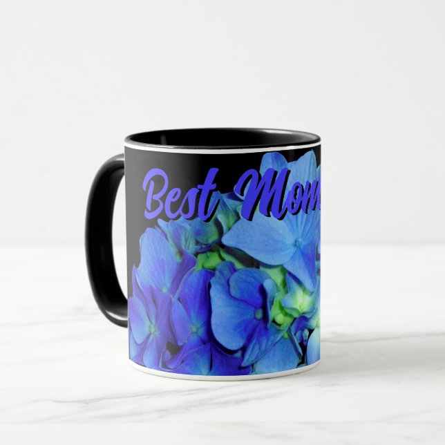Elegant bläulich blühende Rose Blaue Hydrangeas Tasse (Vorderseite Links)