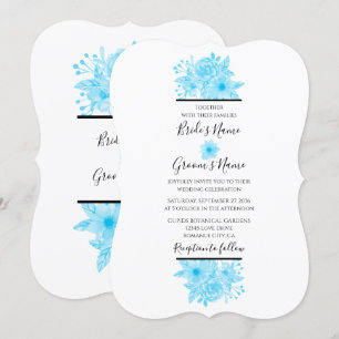 Elégant bleu aquarelle Floral Wedding Invitations