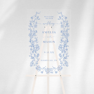 Elégant bleu bleu outresque français Vintage