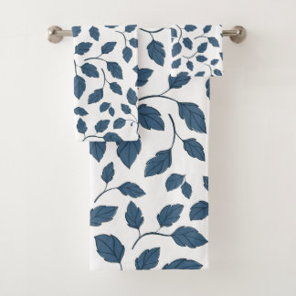 Elégant bleu Botanique Serviettes Feuilles
