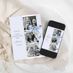 Elégant bleu Bow 3 photo Galentines Carte de jour