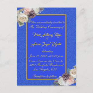 Elégant Bleu et Gold Invitation