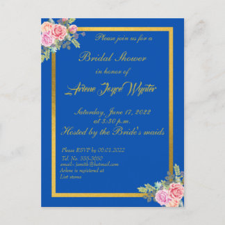 Elégant Bleu et Gold Invitation