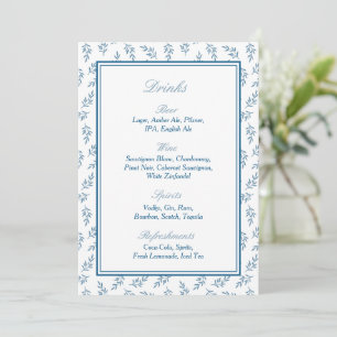Élégant Bleu Jardin Barre de Mariage Menu Signe