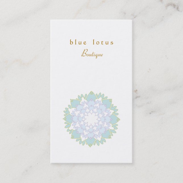 Élégant bleu Lotus Flower Simple Carte de visite (Devant)