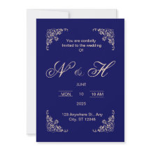 Élégant bleu marine faire-part de mariage pop up