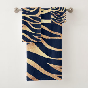 Elégant bleu marine Gold Zebra Imprimer