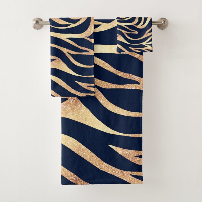 Elégant bleu marine Gold Zebra Imprimer (En situation)