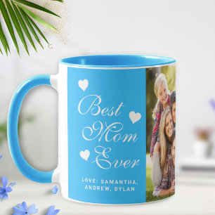 Elegant Bleu Meilleure Maman Jamais Photo Mug