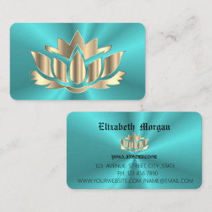 Élégant bleu ombre lotus carte de visite de yoga f